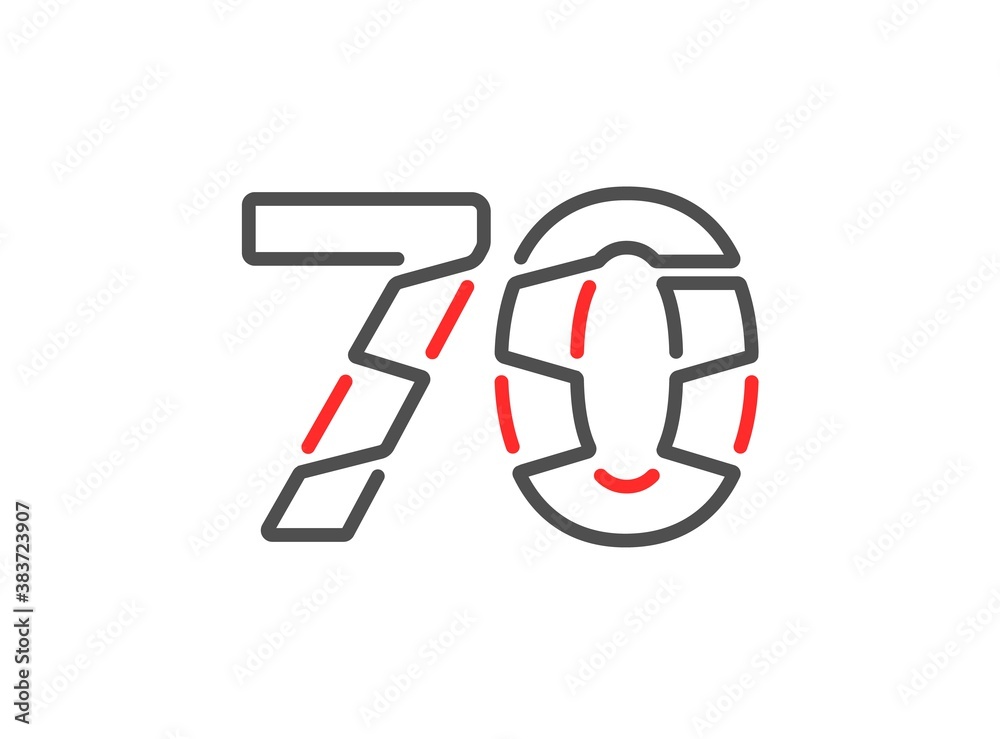 70 vector number. Modern trendy, creative style line design. For logo, brand label, design elements, corporate identity, application etc. Isolated vector illustration 70 vector number. Modern trendy, creative style line design. For logo, brand label, design elements, corporate identity, application etc. Isolated vector illustration