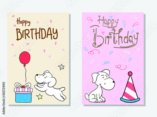 birthday card doodle cute dog vector