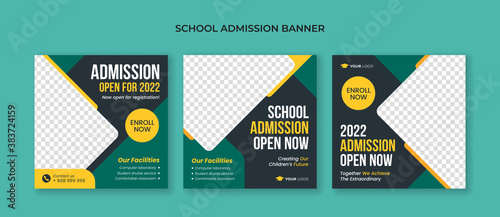 School admission square banner. Suitable for junior and senior high school promotion banner