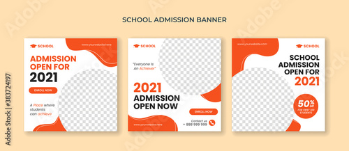 School admission social media post template. Suitable for educational banner