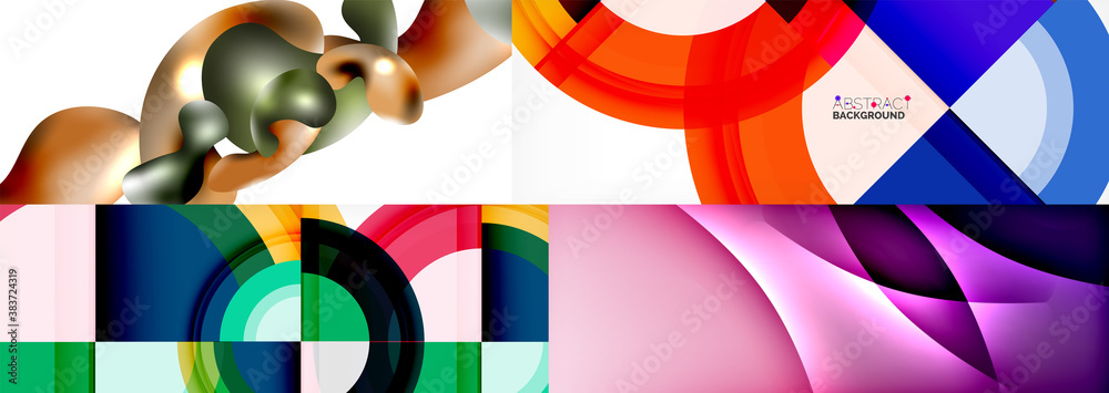 Fototapeta premium Set of creative geometric vector backgrounds. Modern trendy design templates