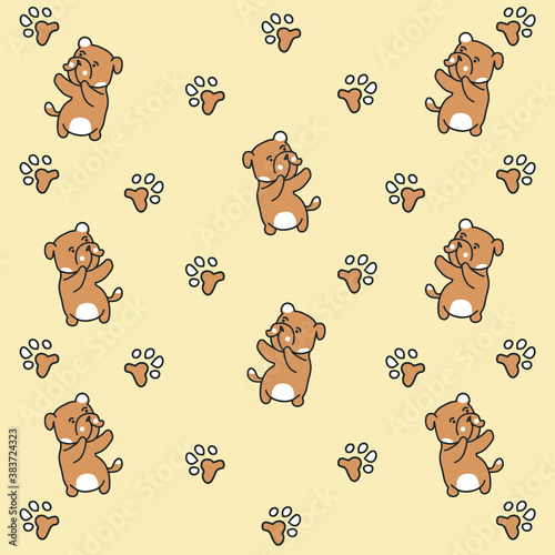 dancing dog pattern paw vector