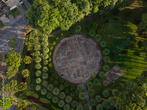 top down aerial view of beautiful Kuching Park photo