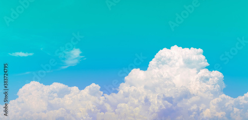 sky and clouds nature background, light purple color in blue green sky with fluffy cloudy