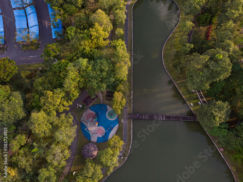 top down aerial view of beautiful Kuching Park photo