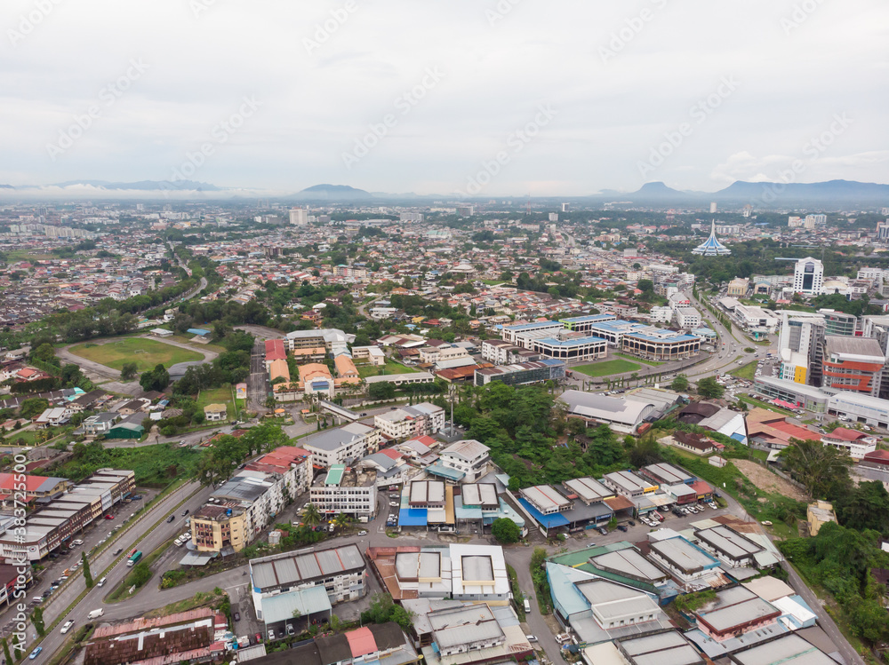 aerial view of a factory