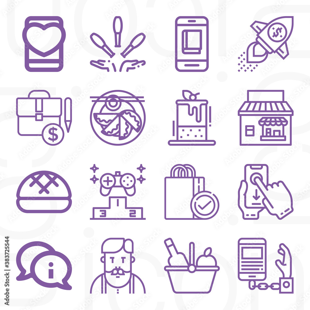 16 pack of figures lineal web icons set 16 pack of figures lineal web icons set