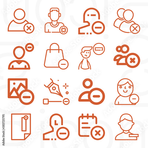 16 pack of unwanted  lineal web icons set