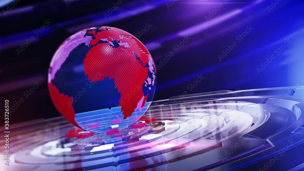 3D World News Background, digital world breaking news Studio Background for news report and breaking news on world live report
