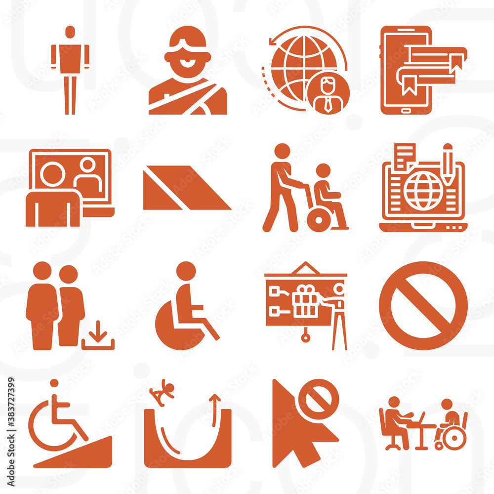 16 pack of disability filled web icons set 16 pack of disability filled web icons set
