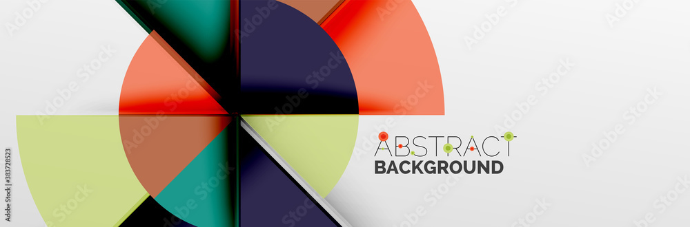 Bright color circles, abstract round shapes and triangles composition with shadow effects. Vector modern geometric design template Bright color circles, abstract round shapes and triangles composition with shadow effects. Vector modern geometric design template