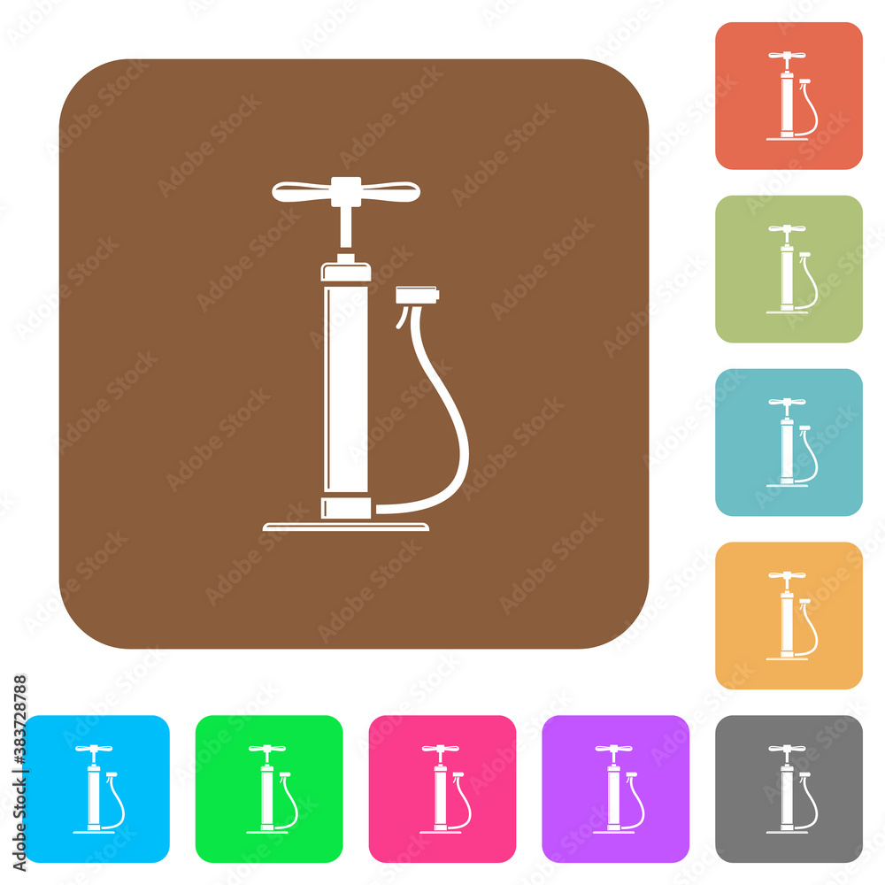 Air pump with gloss rounded square flat icons Air pump with gloss rounded square flat icons
