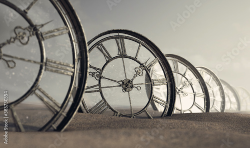 Antique Glass Clocks In The Desert