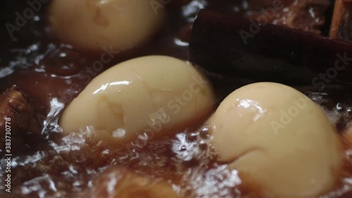 Boiled Eggs and Pork in Sweet Brown Sauce or Thai Stewed Food in Zoom View