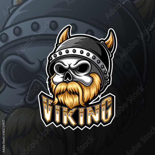 Viking skull mascot e sport logo design