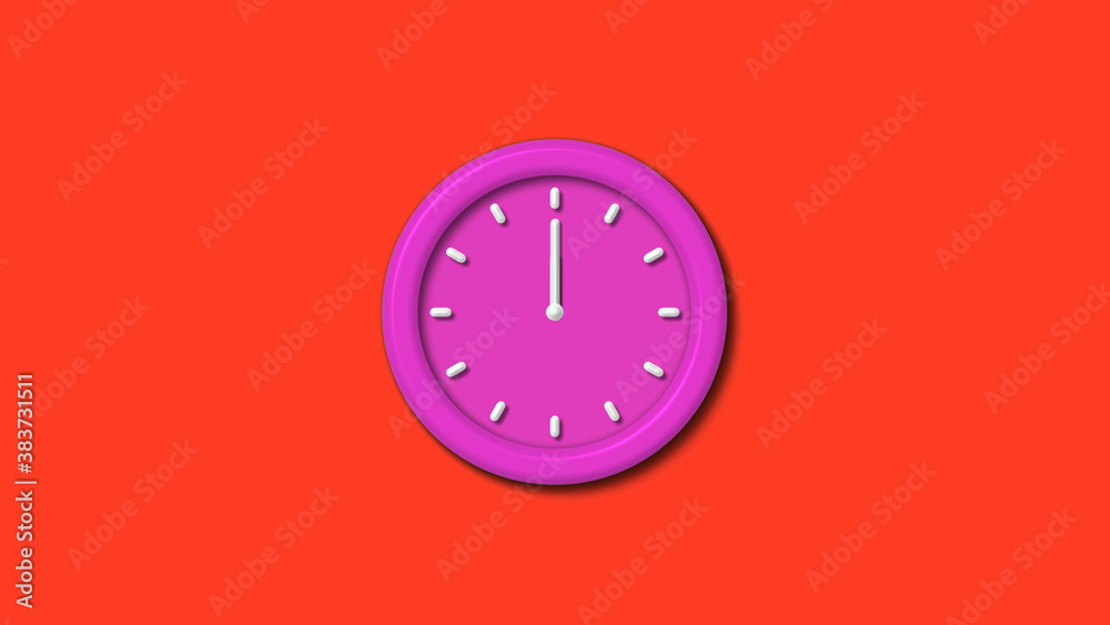 New pink color 3d wall clock isolated on red background,Counting down 3d wall clock New pink color 3d wall clock isolated on red background,Counting down 3d wall clock