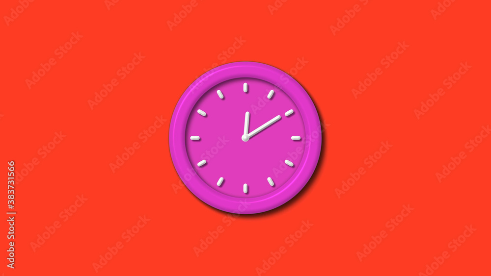 New pink color 3d wall clock isolated on red background,Counting down 3d wall clock New pink color 3d wall clock isolated on red background,Counting down 3d wall clock
