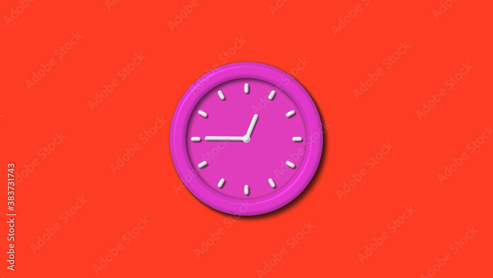 New pink color 3d wall clock isolated on red background,Counting down 3d wall clock New pink color 3d wall clock isolated on red background,Counting down 3d wall clock
