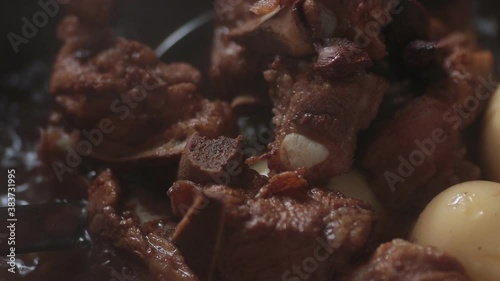 Thai Food Pork and Boiled Eggs in Sweet Brown Sauce in Zoom View