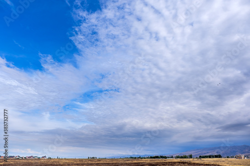 landscape with blue sky and clouds