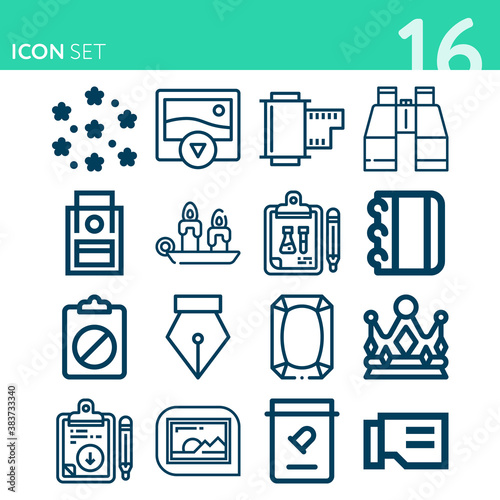 Simple set of 16 icons related to miscellaneous