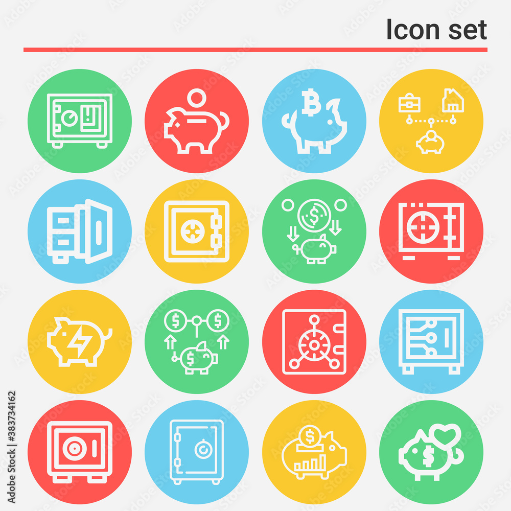 16 pack of coin bank lineal web icons set 16 pack of coin bank lineal web icons set
