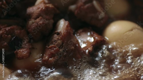 Shift Focus Thai Food Pork and Boiled Eggs in Sweet Brown Sauce or Thai Stewed in Zoom View