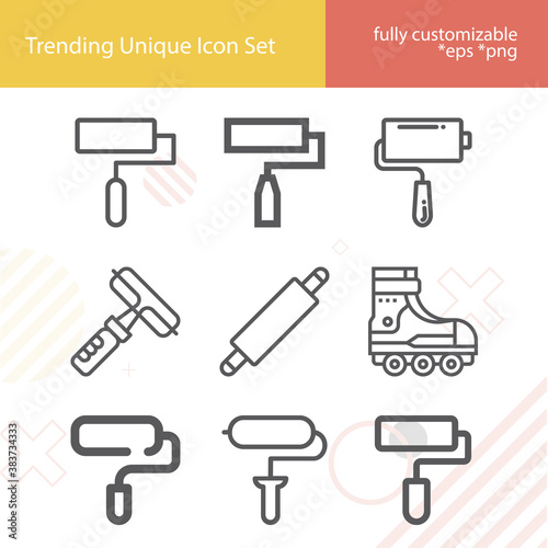 Simple set of rolling wave related lineal icons.