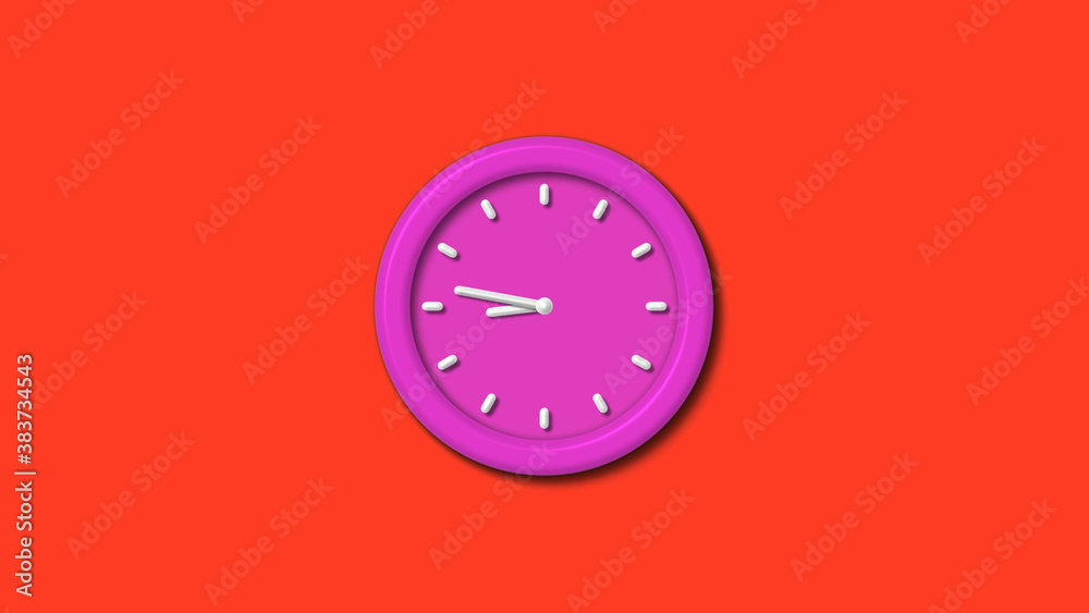 New pink color 3d wall clock isolated on red background,12 hours counting down wall clock isolated New pink color 3d wall clock isolated on red background,12 hours counting down wall clock isolated