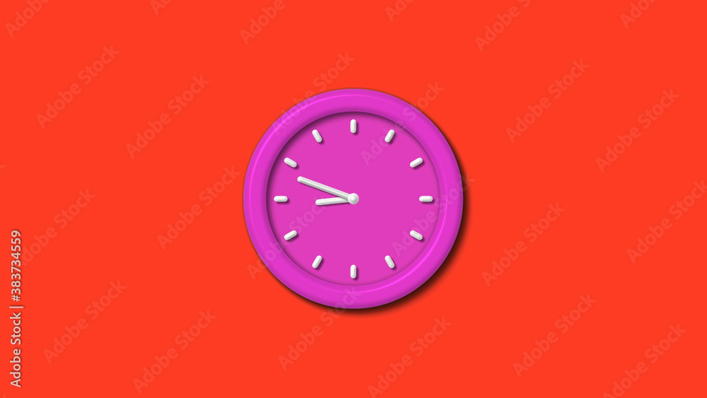 New pink color 3d wall clock isolated on red background,12 hours counting down wall clock isolated New pink color 3d wall clock isolated on red background,12 hours counting down wall clock isolated