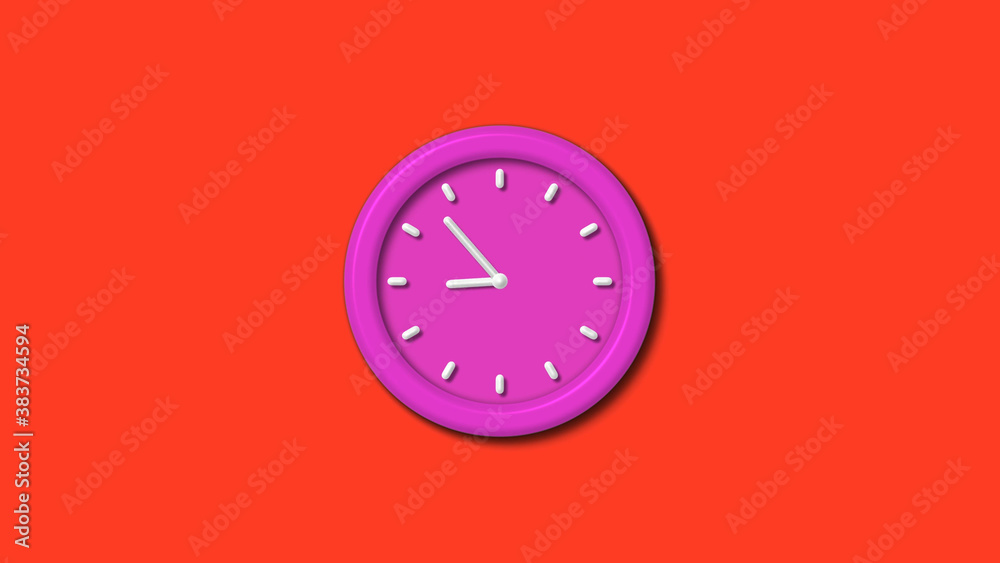 New pink color 3d wall clock isolated on red background,12 hours counting down wall clock isolated New pink color 3d wall clock isolated on red background,12 hours counting down wall clock isolated