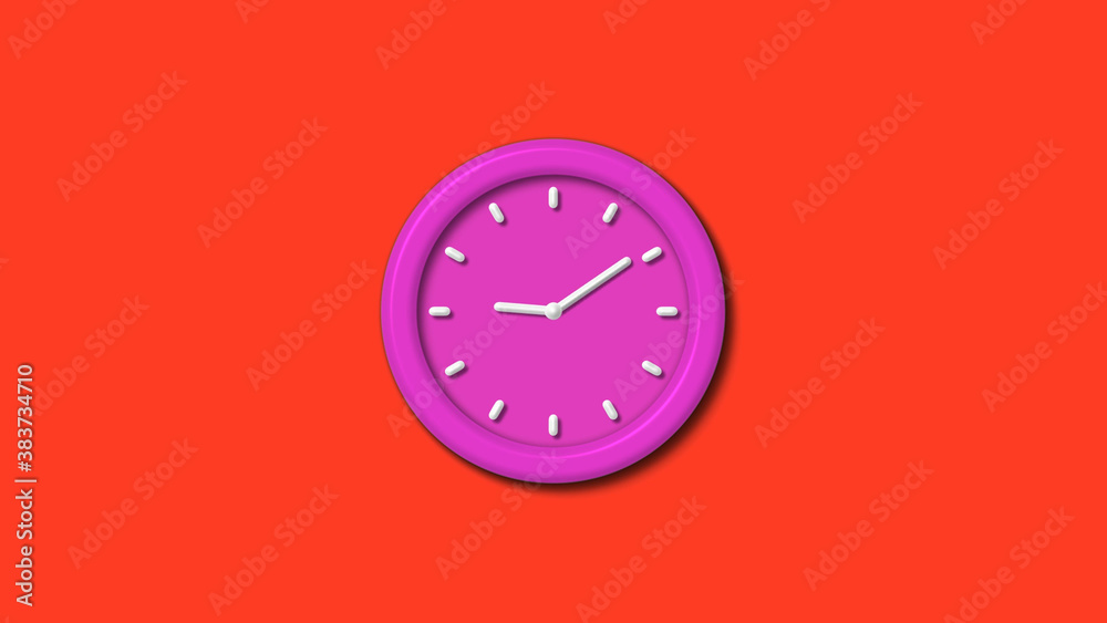 New pink color 3d wall clock isolated on red background,12 hours counting down wall clock isolated New pink color 3d wall clock isolated on red background,12 hours counting down wall clock isolated