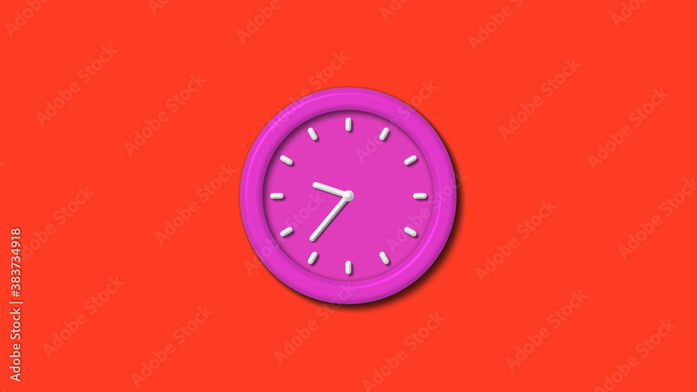 New pink color 3d wall clock isolated on red background,12 hours counting down wall clock isolated New pink color 3d wall clock isolated on red background,12 hours counting down wall clock isolated
