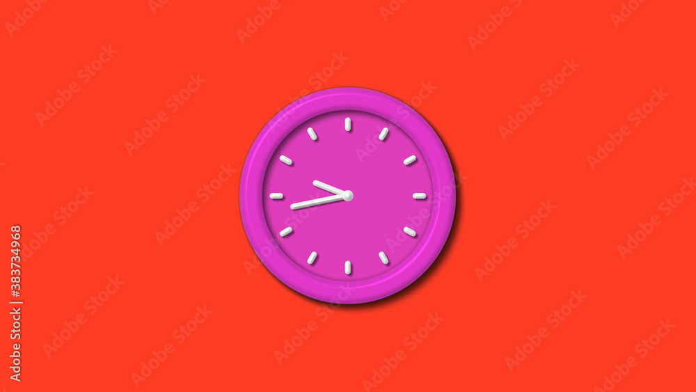 New pink color 3d wall clock isolated on red background,12 hours counting down wall clock isolated New pink color 3d wall clock isolated on red background,12 hours counting down wall clock isolated