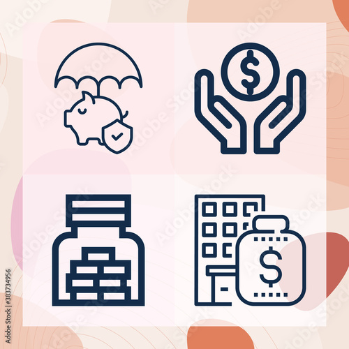 Simple set of monetary fund related lineal icons