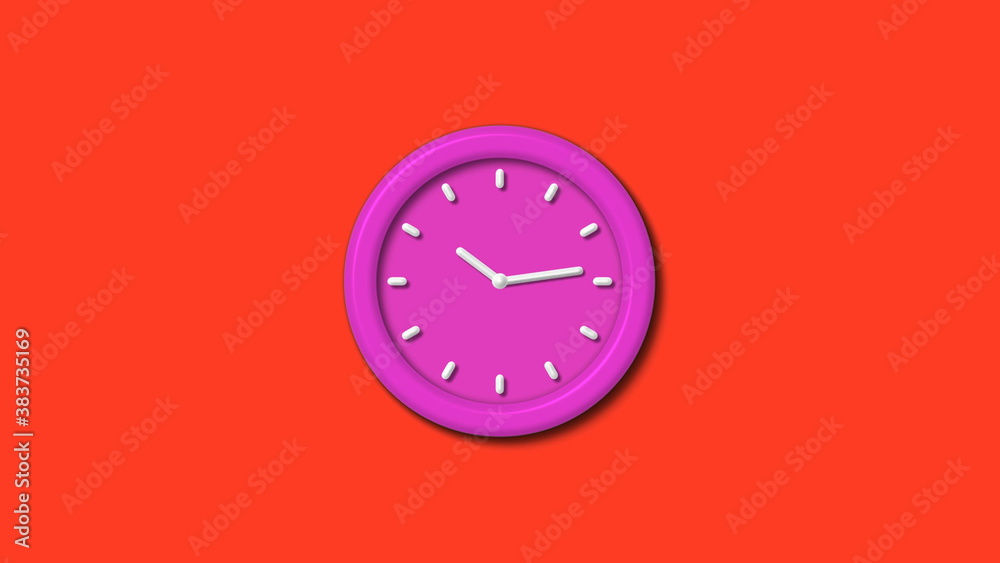 New pink color 3d wall clock isolated on red background,12 hours counting down wall clock isolated New pink color 3d wall clock isolated on red background,12 hours counting down wall clock isolated
