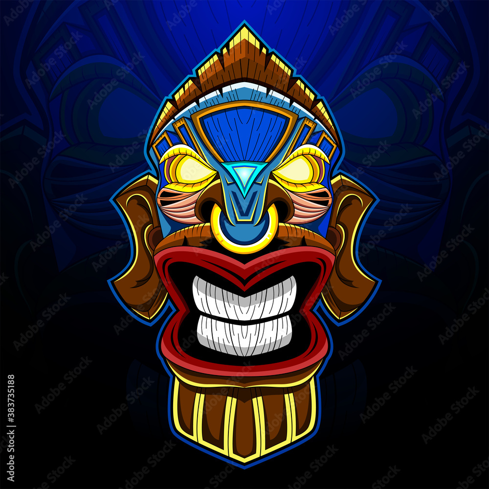 Obraz premium Tiki mask esport mascot logo