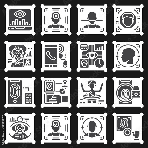 16 pack of recognizing  filled web icons set