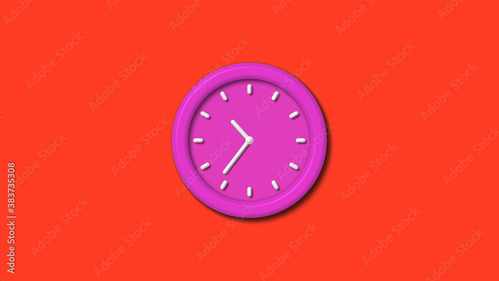 New pink color 3d wall clock isolated on red background,12 hours counting down wall clock isolated New pink color 3d wall clock isolated on red background,12 hours counting down wall clock isolated