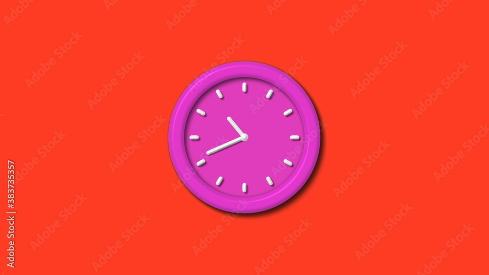 New pink color 3d wall clock isolated on red background,12 hours counting down wall clock isolated New pink color 3d wall clock isolated on red background,12 hours counting down wall clock isolated