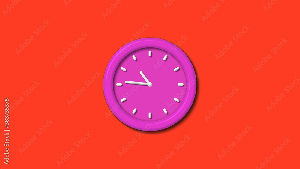 New pink color 3d wall clock isolated on red background,12 hours counting down wall clock isolated New pink color 3d wall clock isolated on red background,12 hours counting down wall clock isolated