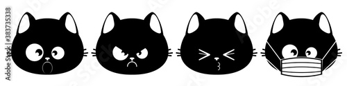 Black cat face expressions
