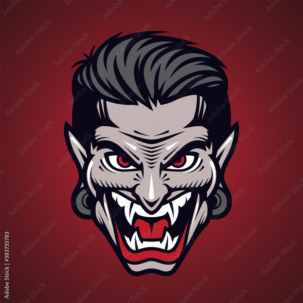 Vampir head mascot logo design