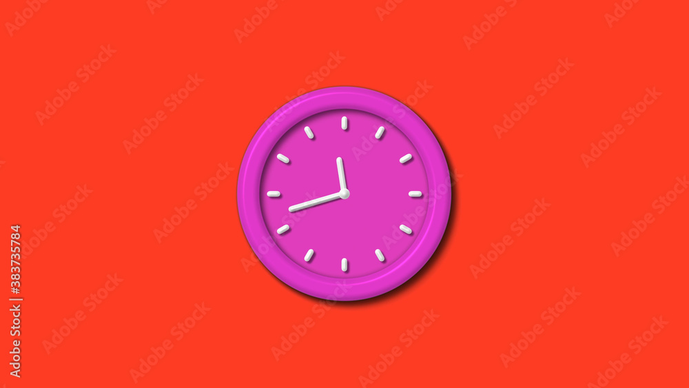 New pink color 3d wall clock isolated on red background,12 hours counting down wall clock isolated New pink color 3d wall clock isolated on red background,12 hours counting down wall clock isolated