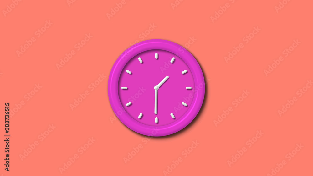 New pink color 3d wall clock isolated on red light background,12 hours clock isolated New pink color 3d wall clock isolated on red light background,12 hours clock isolated