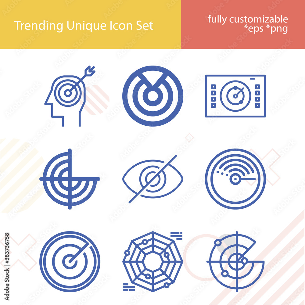 Simple set of aiming related lineal icons. Simple set of aiming related lineal icons.