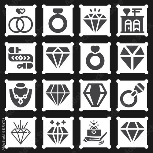 16 pack of propose marriage  filled web icons set