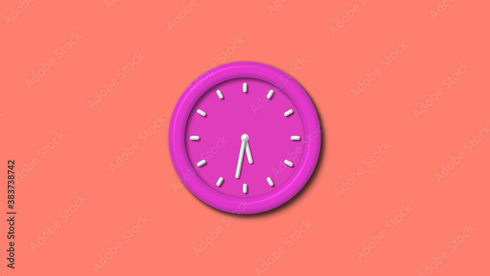 Pink color 3d wall clock isolated on red light background,counting down clock isolated Pink color 3d wall clock isolated on red light background,counting down clock isolated