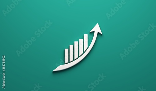 Business graph statistics growth arrow sales 3D image logo icon growing increasing earns