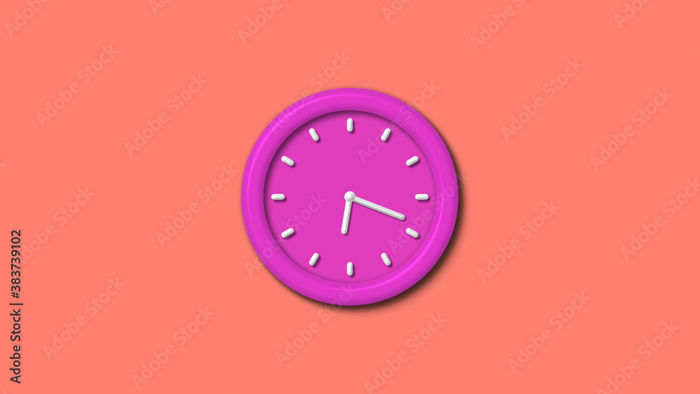 Pink color 3d wall clock isolated on red light background,counting down clock isolated Pink color 3d wall clock isolated on red light background,counting down clock isolated